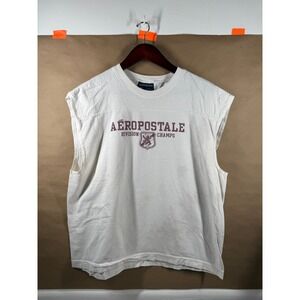 Aeropostale XL Sleeveless T Shirt White Graphic Top Champs Division Tee